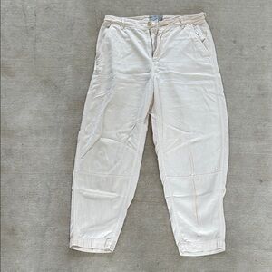 Everlane Bone/Off-White Barrel Trousers